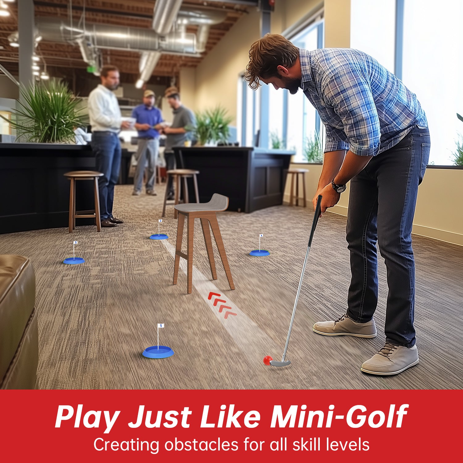 Mini Golf Game Set, Indoor Mini Golf Course for Adults Includes 9 Holes, 4 Balls, Dry-Erase Scorecard, and Golf Putter, Build Your Own Miniature Golf Course at Home Office Green Backyard, Blue Mini Golf Game Set, Indoor Mini Golf Course for Adults Includes 9 Holes, 4 Balls, Dry-Erase Scorecard, and Golf Putter, Build Your Own Miniature Golf Course at Home Office Green Backyard, Blue
